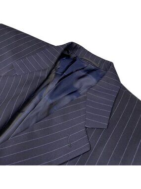Saint Andrews Men's Wool/Cashmere 2-Button Blazer Navy Blue Stripe • Italy • 48R